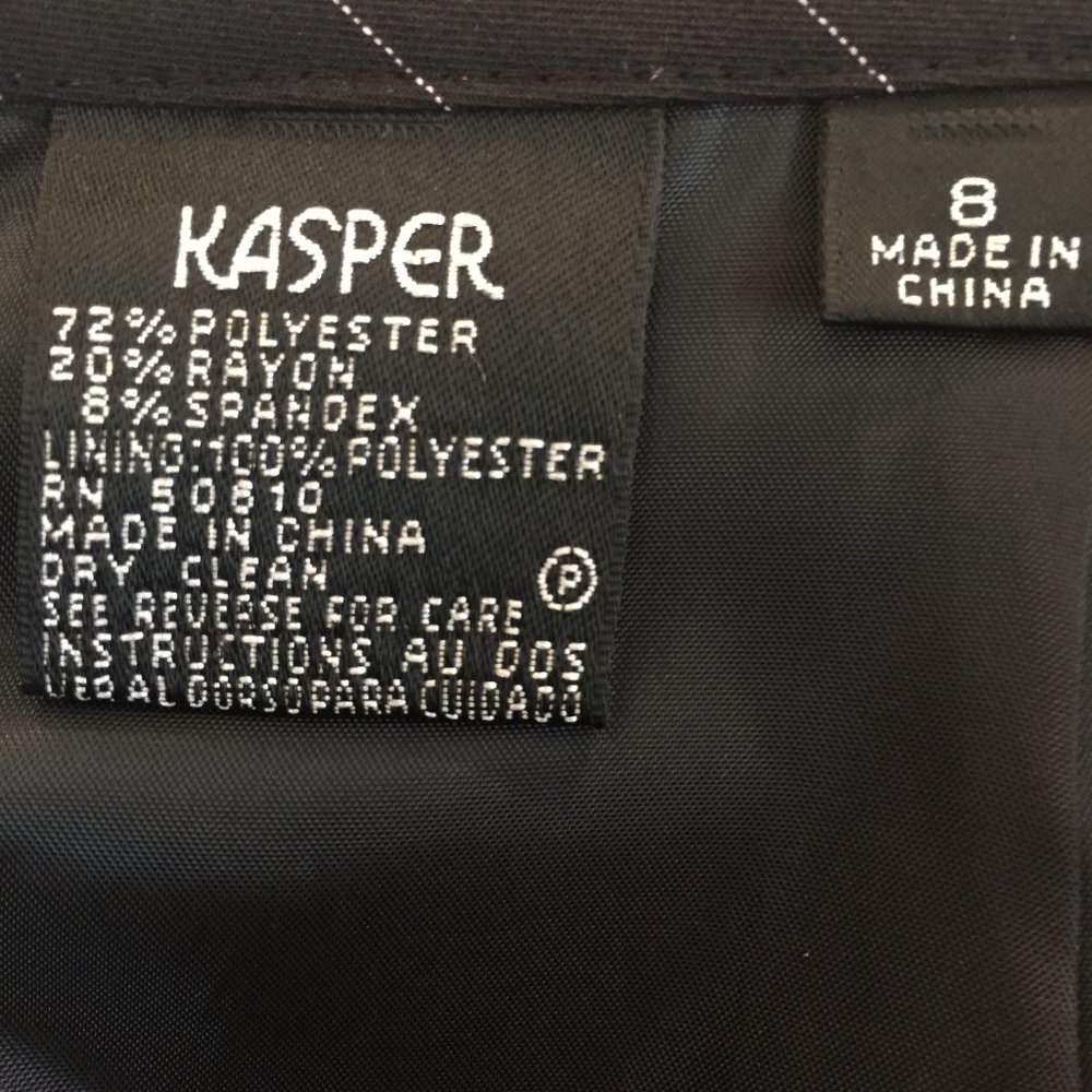 Kasper 2 pc Black Pinstripe Skirt Suit Sz 8 - Picture 9 of 9